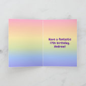 17e verjaardag: Kleurrijke Regenboog # 17, Aangepa Kaart (Binnen)
