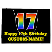 17e verjaardag ~ Leuk, Kleurrijk, Levendig, Regenb Groot Cadeauzakje (Achterkant)