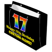 17e verjaardag ~ Leuk, Kleurrijk, Levendig, Regenb Groot Cadeauzakje (Voorkant Gekanteld)