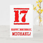 17e verjaardag: Leuk, rood rubberen stempel geïnsp Kaart (Gele Bloem)