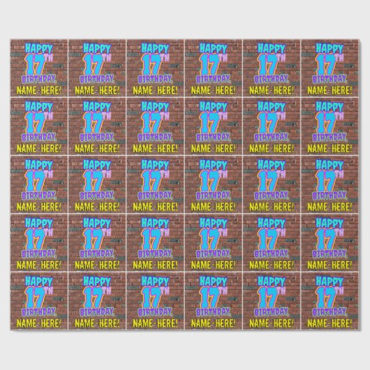 17e verjaardag: Leuk, Urban Graffiti geïnspireerd  Cadeaupapier (Vlak)