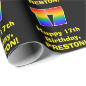 17e verjaardag: Leuke, kleurrijke regenboog geïnsp Cadeaupapier (Rol Hoek)