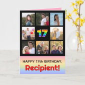 17e verjaardag: Leuke Regenboog #, Aangepaste foto Kaart (Gele Bloem)