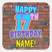17e verjaardag - Leuke, stedelijke graffiti geïnsp Vierkante Sticker (Voorkant)