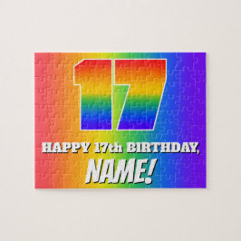 17e verjaardag — Meerkleurig regenboogpatroon "17" Legpuzzel