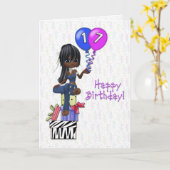 17e verjaardag meisje kaart (Gele Bloem)