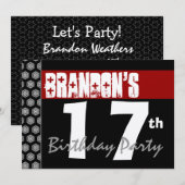 17e verjaardag Modern voor zijn roodwitte zwarte W Kaart (Voorkant / Achterkant)