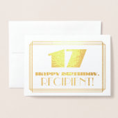 17e verjaardag; naam + Art Deco Geïnspireerd als " Folie Kaarten (Voorkant met envelop)