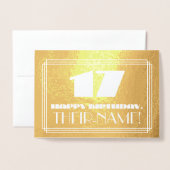 17e verjaardag: naam + Art Deco geïnspireerd look  Folie Kaarten (Voorkant met envelop)