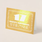 17e verjaardag: naam + Art Deco geïnspireerd look  Folie Kaarten (Voorkant)