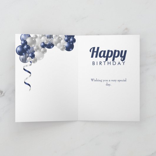 17e verjaardag Navy Blue Balloons Kaart (Binnen)