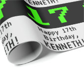 17e verjaardag - Nerdy / Geeky stijl "17" en naam Cadeaupapier (Rol Hoek)