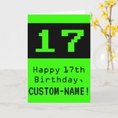 17e verjaardag: Nerdy / Geeky stijl "17" en naam Kaart (Gele Bloem)