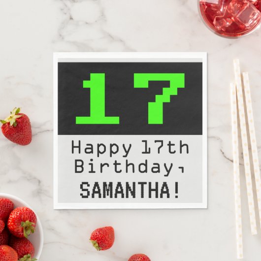 17e verjaardag - Nerdy / Geeky Style "17" & naam Servet (Insitu)