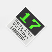 17e verjaardag - Nerdy / Geeky Style "17" & naam Servet (Hoek)