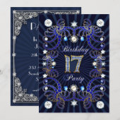 17e verjaardag nodigt met massa ' s juwelen uit kaart (Voorkant / Achterkant)