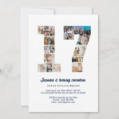 17e verjaardag nummer 17 aangepaste fotocollage kaart (Voorkant)