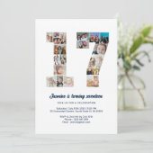 17e verjaardag nummer 17 aangepaste fotocollage kaart (Staand voorkant)
