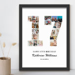 17e verjaardag nummer 17 aangepaste fotocollage poster<br><div class="desc">Vier de mijlpaal van je tiener 17e verjaardag met dit gepersonaliseerde nummer 17 fotocollage poster. Dit aanpasbare geschenk is een perfecte manier om kostbare herinneringen uit het eerste jaar van uw kind weer te geven. Het poster bevat een collage van foto's die die speciale momenten vastleggen, en het kan worden...</div>