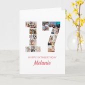 17e verjaardag nummer 17 Fotocollage gepersonalise Kaart (Gele Bloem)