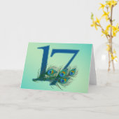 17e verjaardag of jubileum pauw nummers kaart (Gele Bloem)