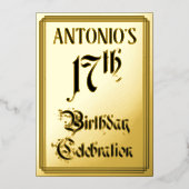 17e verjaardag Partij - Legant Manuscript + de Naa Folie Uitnodiging (Voorkant)