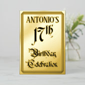 17e verjaardag Partij - Legant Manuscript + de Naa Folie Uitnodiging (Staand Voorkant)