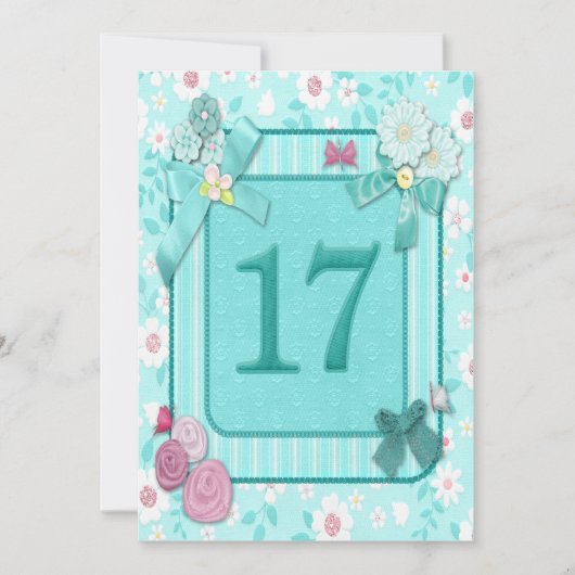 17e verjaardag partijuitnodiging kaart (Voorkant)