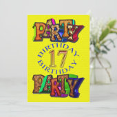 17e verjaardag partijuitnodiging kaart (Staand voorkant)