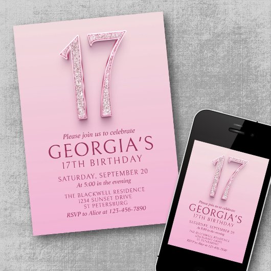 17e verjaardag Pink Diamonds Kaart