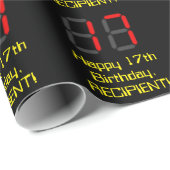 17e verjaardag: Red Digital Clock Style "17" + naa Cadeaupapier (Rol Hoek)