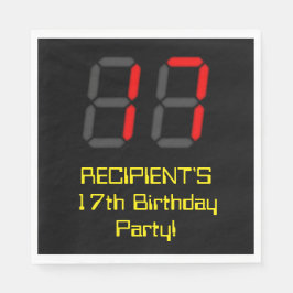 17e verjaardag: Red Digital Clock Style "17" + naa Servet