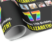 17e verjaardag: Regenboog "17"; Aangepaste foto's  Cadeaupapier (Rol Hoek)