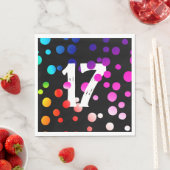 17e verjaardag RegenboogStippen op zwart Servet (Insitu)