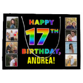 17e verjaardag: Regenboogtekst, aangepaste foto's Groot Cadeauzakje (Achterkant)