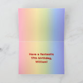 17e verjaardag: Regenboogtekst, aangepaste foto's  Kaart (Binnen)