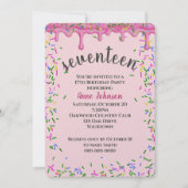 17e verjaardag roze ijsjes en strooisel kaart (Voorkant)