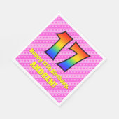 17e verjaardag: roze strips & harten, regenboognr. servet (Hoek)