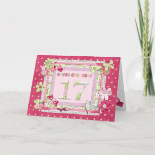 17e verjaardag scrapbooking stijl kaart