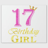 17e verjaardag Shirt Meisprinses 17 jaar oud 17t Cadeaupapier (Vlak)