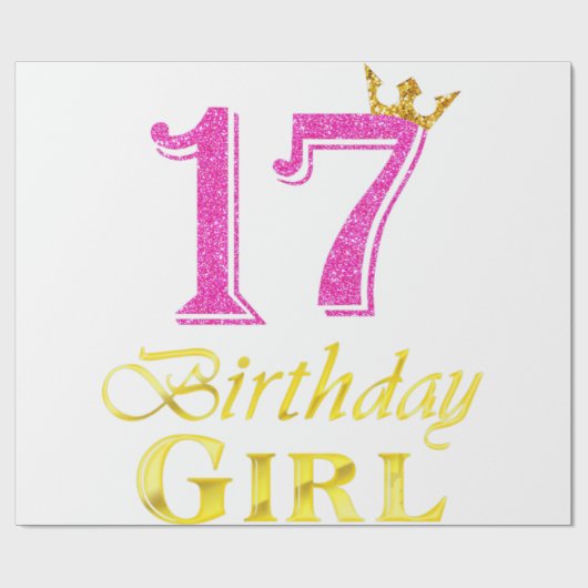 17e verjaardag Shirt Meisprinses 17 jaar oud 17t Cadeaupapier (Vlak)