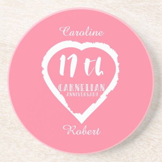 17e verjaardag traditionele carnelische bruiloft zandsteen onderzetter (Voorkant)