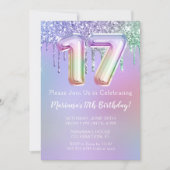 17e verjaardag Uitnodiging Paarse roze Glitter (Voorkant)