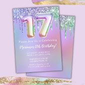 17e verjaardag Uitnodiging Paarse roze Glitter