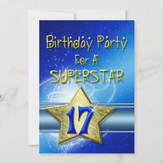 17e verjaardag Uitnodiging voor een Superstar. (Voorkant)