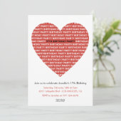 17e verjaardag uitnodiging xoxo liefje (Staand voorkant)