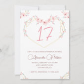 17e verjaardag uitnodigingen Boho Floral Pink (Voorkant)