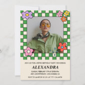 17e verjaardag uitnodigingen Retro Groovy Bloemen (Voorkant)