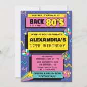 17e verjaardag uitnodigingen Throwback Party 80s (Voorkant)