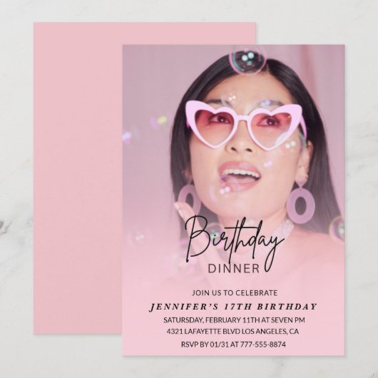 17e verjaardag uitnodigingen Verjaardag Diner Foto (Voorkant / Achterkant)